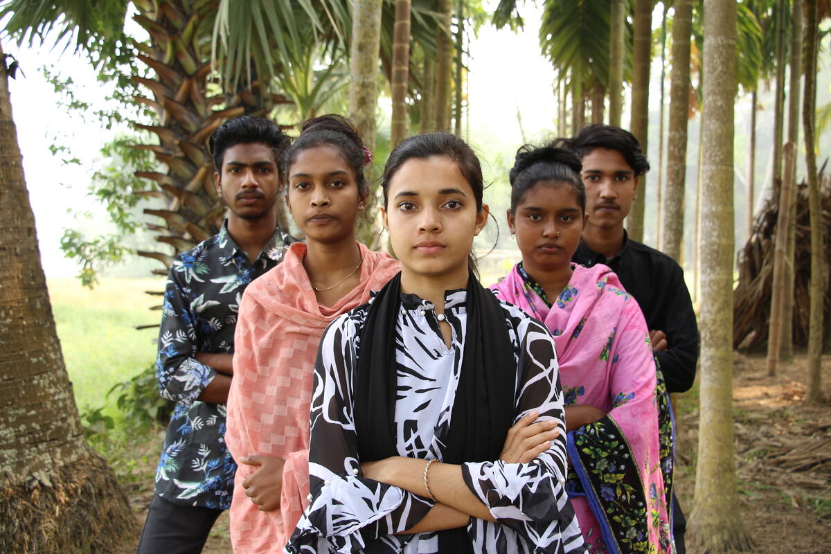 Monika pictured with others fighting child marriage in Bangladesh