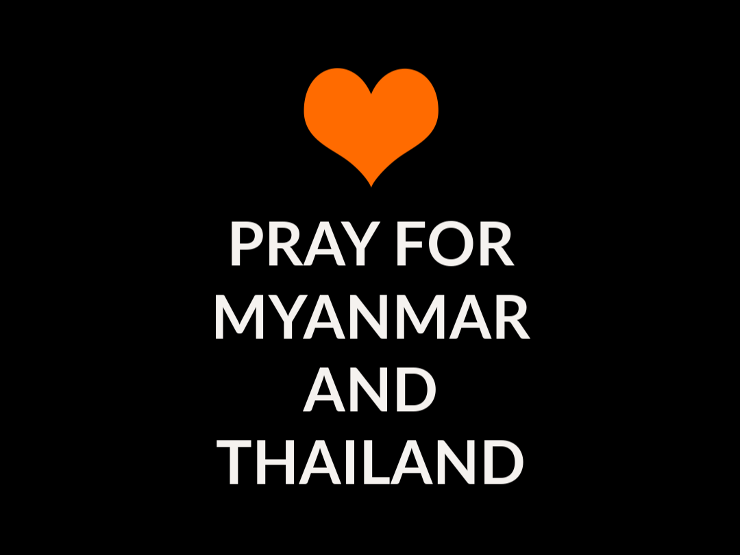 Text with image: Pray for Myanmar and Thailand with heart