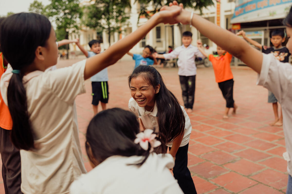 Children playing at their school playground